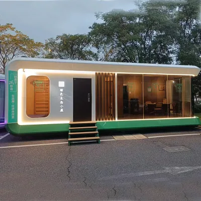 Self-Sufficient Green Aluminum Eco-Cabin 2.0 off Grid Mobile Health Pod with 4.5kW BIPV Solar Energy Storage for Hotel Use