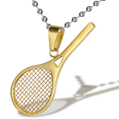 Sports Tennis Racket Pendant Stainless Steel Pendant Custom Plated 18k Gold Tennis Racket Pendant Unisex High Quality Necklace