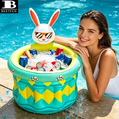 Inflatable Easter Bunny Ice Bucket Pool Party Beverage Cooler Luau Tropical Beach Decoration for Kids Adults Outdoor Games