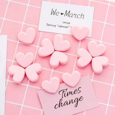 Custom PVC Pink Cute Heart Shape Paper Clip File Clips Binder Paper Clip Gift for Children Stationery School