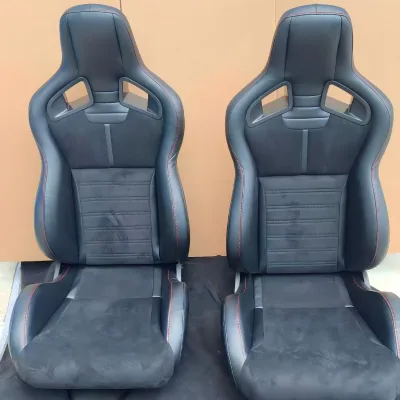 Sport Reclinable Seats Black Leather Red Stitch Harness Hole for Infiniti EX35 EX37 2008-2013