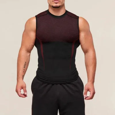 Breathable Polyester Sleeveless Workout Tank - Male Muscle-Fit Gym Vest for Bodybuilding & Intense Training