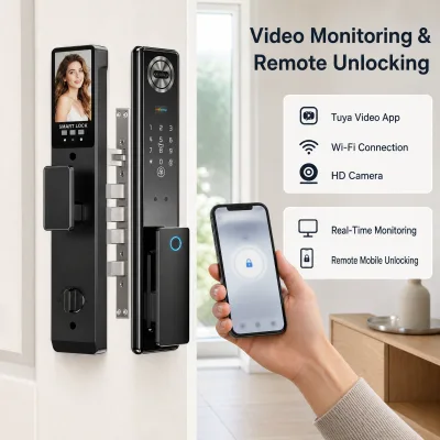 Elock ES464D Rechargeable Battery 3D Face Smart Lock with HD Visual Monitoring and WiFi Connection