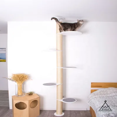 Adjustable Cat Modern Activity Tree Floor to Ceiling Modern Cat Tree