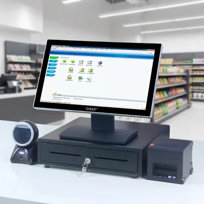 Factory Direct 18.5'' Windows Touch Screen POS System Terminal Full Set Die-cast Aluminum All in One Cash Register for Business