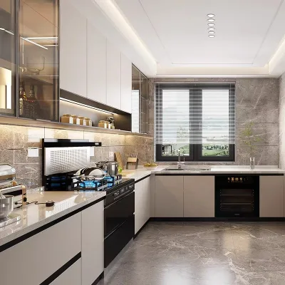 Automatic Euro Solid Oak Modern Kitchen Cabinet with Eco-Friendly Water Resistant Doors Made in China