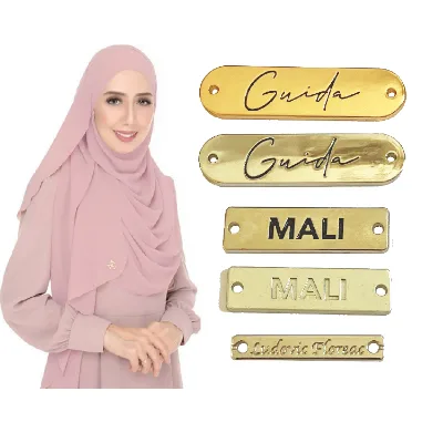 Custom Kustomisasi Metal Label Metallic Tag for Private Cloth Jeans Shirts Hijab Scarf Pocket Marcashandbags Handbags with logo