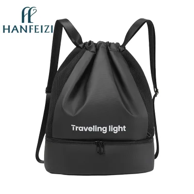 HANFEIZI Beach Waterproof Storage Bag Dry and Wet Separation Fitness Bag Bunches Drawstring Shoulder Yoga Bag