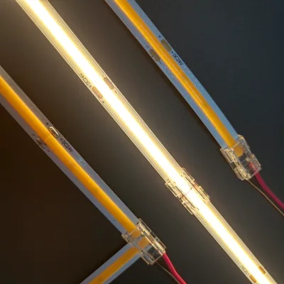 Quick Connect Solderless L&T Corner Strip to Wire Connector Transparent 2 Pin 9 in 1 5mm 8mm 10mm White COB LED Strip Connector