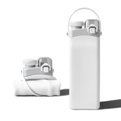 Portable Collapsible Camping Eco-friendly Drinking Water Bottle Customizable Logo 600ml Silicon Water Bottle with Straw