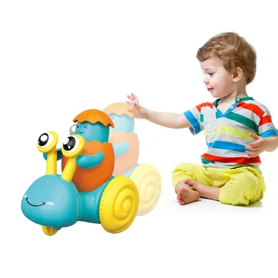 Best Selling Press and Go Car Toys Cheap Indoor Plastic Snail Car Toy Learning Crawling Baby Toddler Toy