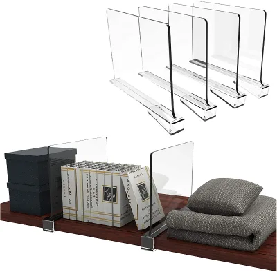 Acrylic  Shelf Dividers for Closets,Clear Acrylic Shelf Divider for Wood Shelves and Clothes Organizer/Purses Separators Per
