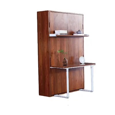 Vertical Skeleton  Wall Bed Invisible Bed Motorized Bed Frame With Desk and Bookdesk