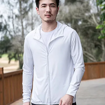 2025 Sun-protective Clothing Outdoor Thin Breathable Quick Dry Hydrophobic Clothes UPF50+ Hooded Rash Guard Men's Clothing