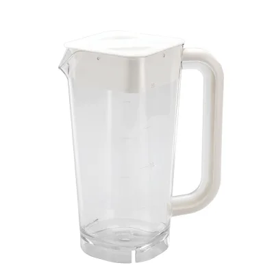 Cafe Water Pitcher with Lid 2L Polycarbonate Square Water Jug 2000ml Plastic Jug with Handle
