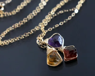 Birthstone Necklace for Mom in Sterling Silver 14k Gold Personalized Mama Wife Gift