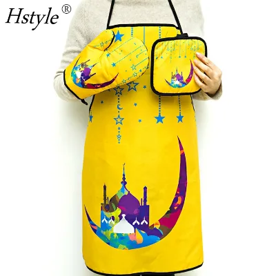 Ramadan Decoration Aprons Eid Mubarak Baking Anti-Hot Aprons Pad Kitchen Muslim Islamic Ramadan Kareem Party Decor SD1576