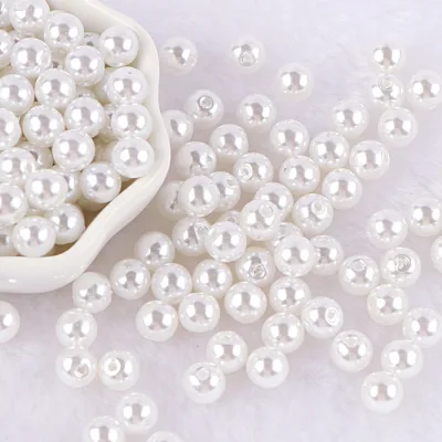 3-12mm Eco-Friendly Painted ABS Pearls Round High-Gloss with No Holes Straight Holes Loose Beads Stringing