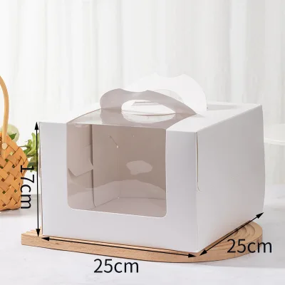 White Kraft Paper Recyclable Bakery Boxes with Window Handle for Sushi Cakes Baby Food & More UV Coating Printing