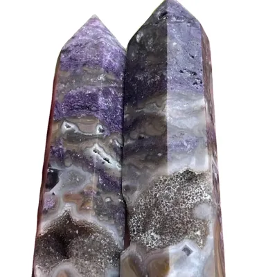 Wholesale natural crystal towers reiki gemstone purple solid fluorite druzy towers