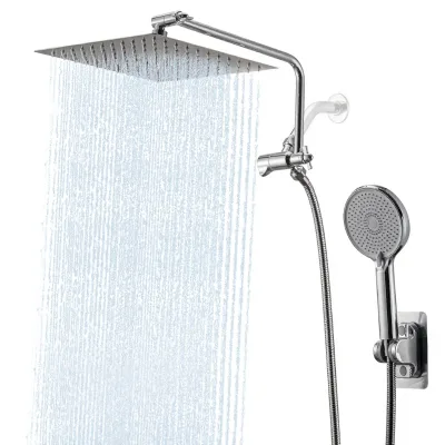 American-style Stainless Steel Pressurized Shower Set Featuring square Large Rainfall-style Ceiling-mounted Shower Head
