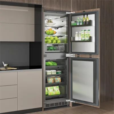 280L Electric Household Hotel Built-In Refrigerator French Bottom Freezer Double Door Frost Free 304 Stainless Steel Energy