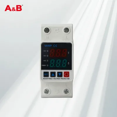 1P 63A 220V AC Copper Digital Display Adjustable Overvoltage Undervoltage Overcurrent Protector High Power Protective Miniature
