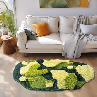 Tufting Bathroom Rug Runner Non-slip Funny Cute 3D Shaggy Leaf Bath Mat Large Rug Decor Absorbent Plush Rug for Bathtub