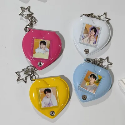 Reflective PVC Cute Cartoon Digital Photo Keychain Heart Shape Waterproof Creative Gift for Couples & Bags