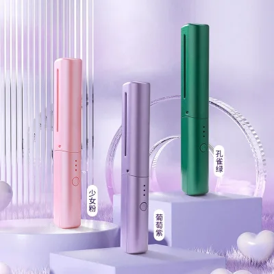 Portable USB Rechargeable Fast Heating Hot Comb Hair Straightener Mini Cordless Hair Straightener Brush