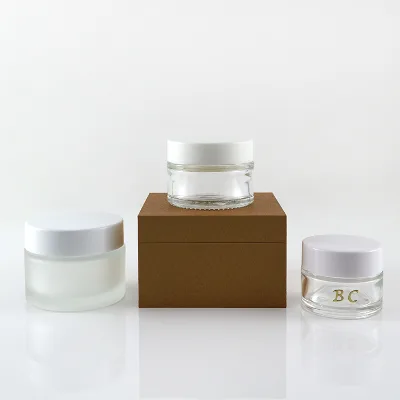 Recyclable Custom Logo Round Cosmetic Cream Glass Jar 50ml High Quality Jar for Cosmetics