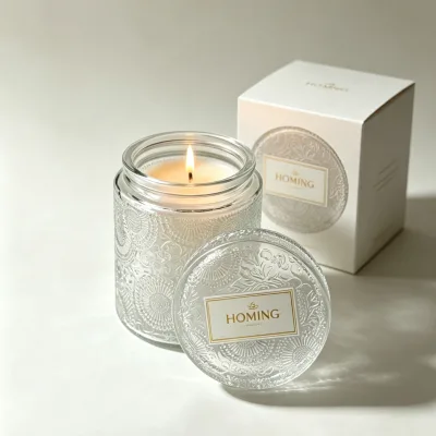 Wholesale 8 Oz 250ml Luxury Clear Round Bottom Glass Jar for Candle Making & Lotion Screw Cap Hot Stamped Gift Craft with Box