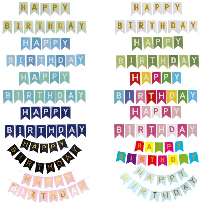 Happy Birthday Banner With Gold Letters Bunting Banner Swallowtail Flag Birthday Sign Banner Supplies Party Decorations
