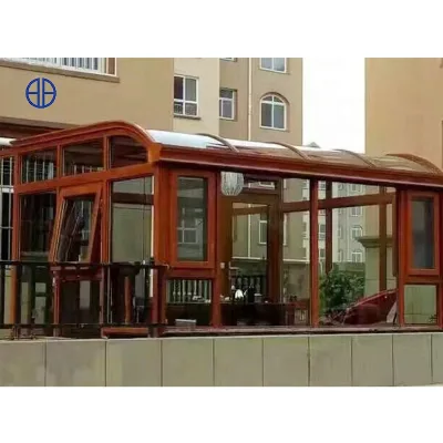 Chinese Classic Style Aluminum Frame Tempered Glass Sunroom Curved Prefab Glass Houses