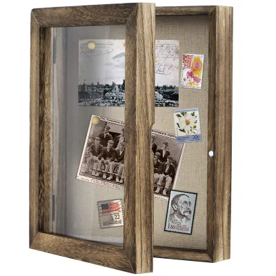 Burned Color Handmade Medals Photo Memory Box Wooden Shadow Box Frame Shadow Box Display Case