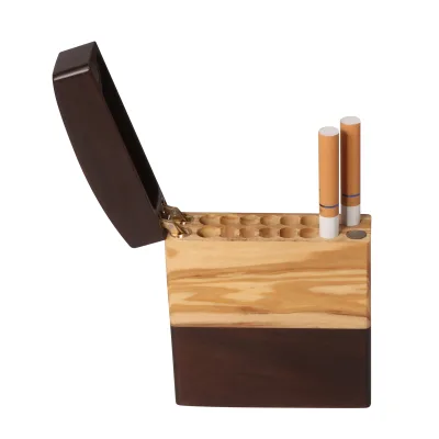 Erliao Premium 15-Slot Handmade Wooden Cigarette Case - Magnetic Closure for Travel & Wholesale