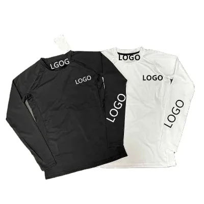 Men's Sport Ice Silk Long Sleeve Sweatshirt Quick Dry Breathable Tight Basketball Running T-shirt Solid Neck T-shirt