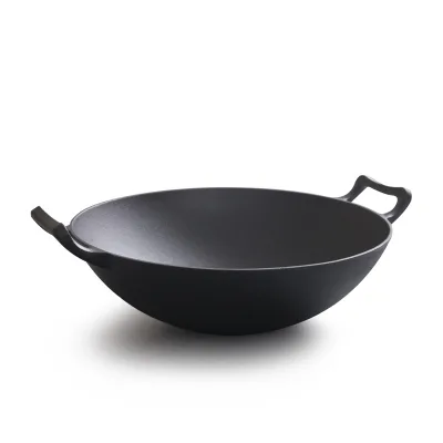 Best Chinese Double Handle Cast Iron Wok, Black Wok, Cast Iron Wok