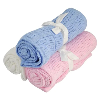Fashion Cellular Baby Blanket Pram Soft Pure Cotton 70x90cm Rectangular Plain Solid Knitted Four Seasons Eco-Friendly SAILING