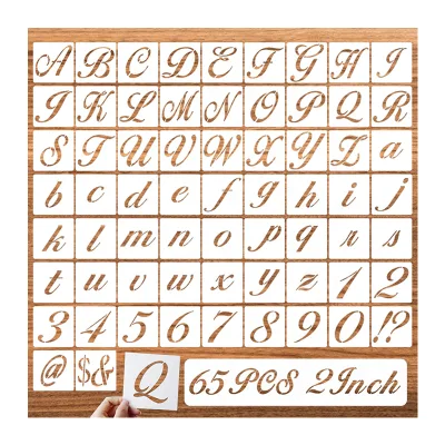 2 Inch Alphabet Drawing Templates With Calligraphy Large Font and Cursive Letters Numbers Symbol Stencils
