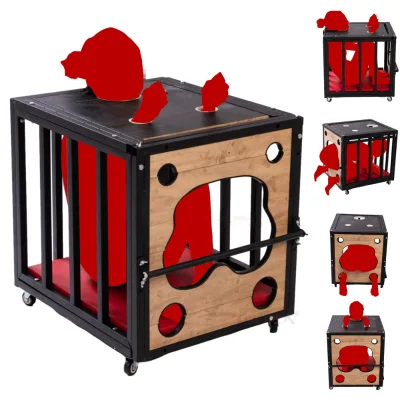 SM Slave Dog Iron Cage Sex Chastity Strap Dildo BDSM Restraints Sex Furniture Chair for Couples Position Prop Erotic Toy Dungeon