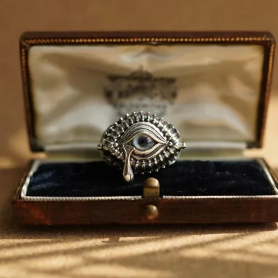 Adjustable Retro Niche Design Blue Eyes Ring FashionJewelry