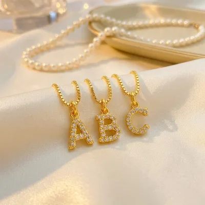 Hip Hop Women Men Jewelry Custom Letter Name Pendant A-Z Alphabet Cubic Zircon Initial Name Pendant Necklace Silver 925 Jewelry