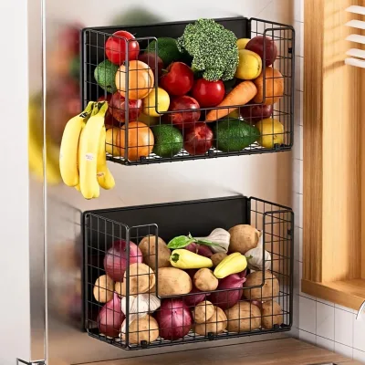 Magnetic Foldable Storage Rack Space Saving Refrigerator Side Organizer for Kitchen Storage Folding Magnetic Basket