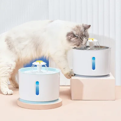 YV2.4l Stainless Steel Water Fountain Replaceable Filtration Automatic Cat Water Fountain Mute Activated Carbon Pet Fountain