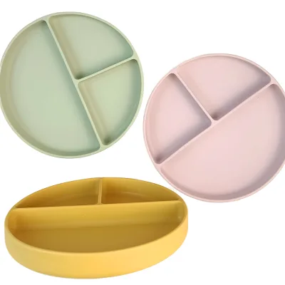 Baby Silicone Circular Plate With Large Capacity at the Bottom Strong Suction New Design Comfortable and Lightweight