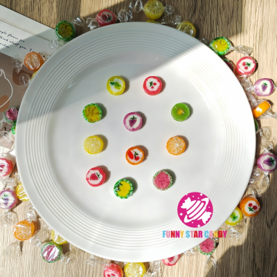 Factory Bulk Colorful Sliced Candies Custom Sugar Sweet Multiple Flavors Fruit Shape Hard Candy for Children