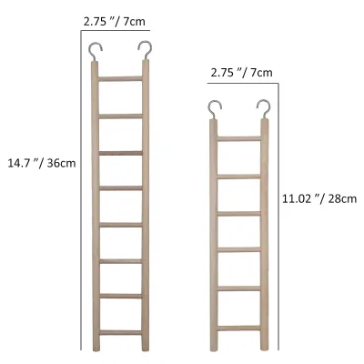 2pcs Birdie Basics Wooden Ladder for Bird Cage Climbing Ladder Toy for Parakeets Parrots Cockatoo (6 Step & 8 Step)