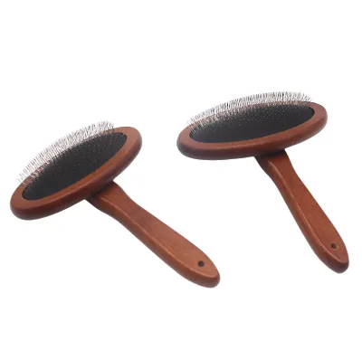 Pet Dog Cat Animal Hair Grooming Bamboo Cat Dog Pet Massage Brush Pet Cleaning Brush Bamboo/Beech Wood Oval Slicker Brush