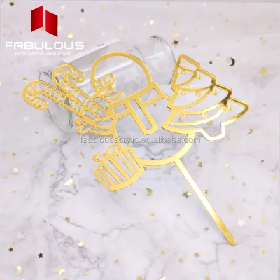Merry Christmas Cake Accessories Birthday Decoration Gold and Silver One Valentines Day Cake Topper